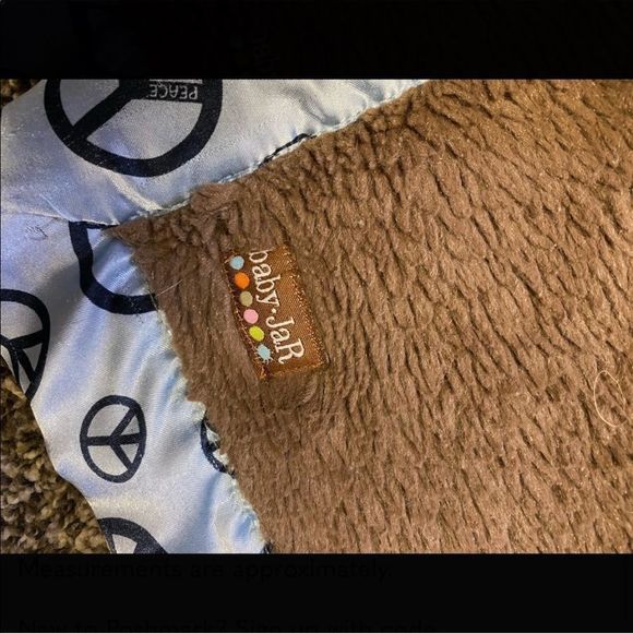 BABYJAR | 3/$15 Brown and Blue Peace Sign Baby Blanket - Picture 3 of 4